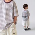 Children Clothing printing Loose T Shirt Simple Versatile Short Sleeved 2026 New Summer Boys Fashion Casual Striped Top