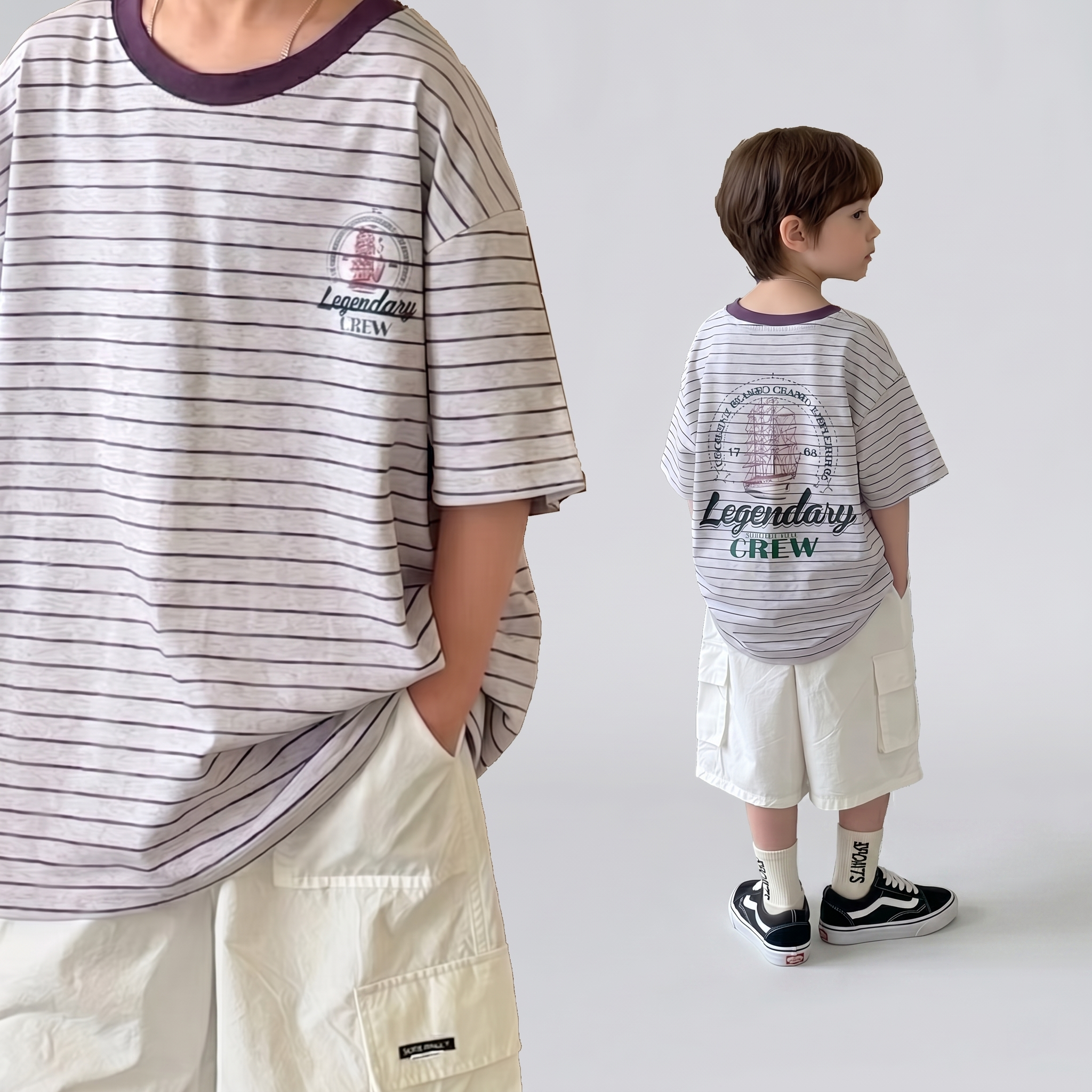 Children Clothing printing Loose T Shirt Simple Versatile Short Sleeved 2026 New Summer Boys Fashion Casual Striped Top