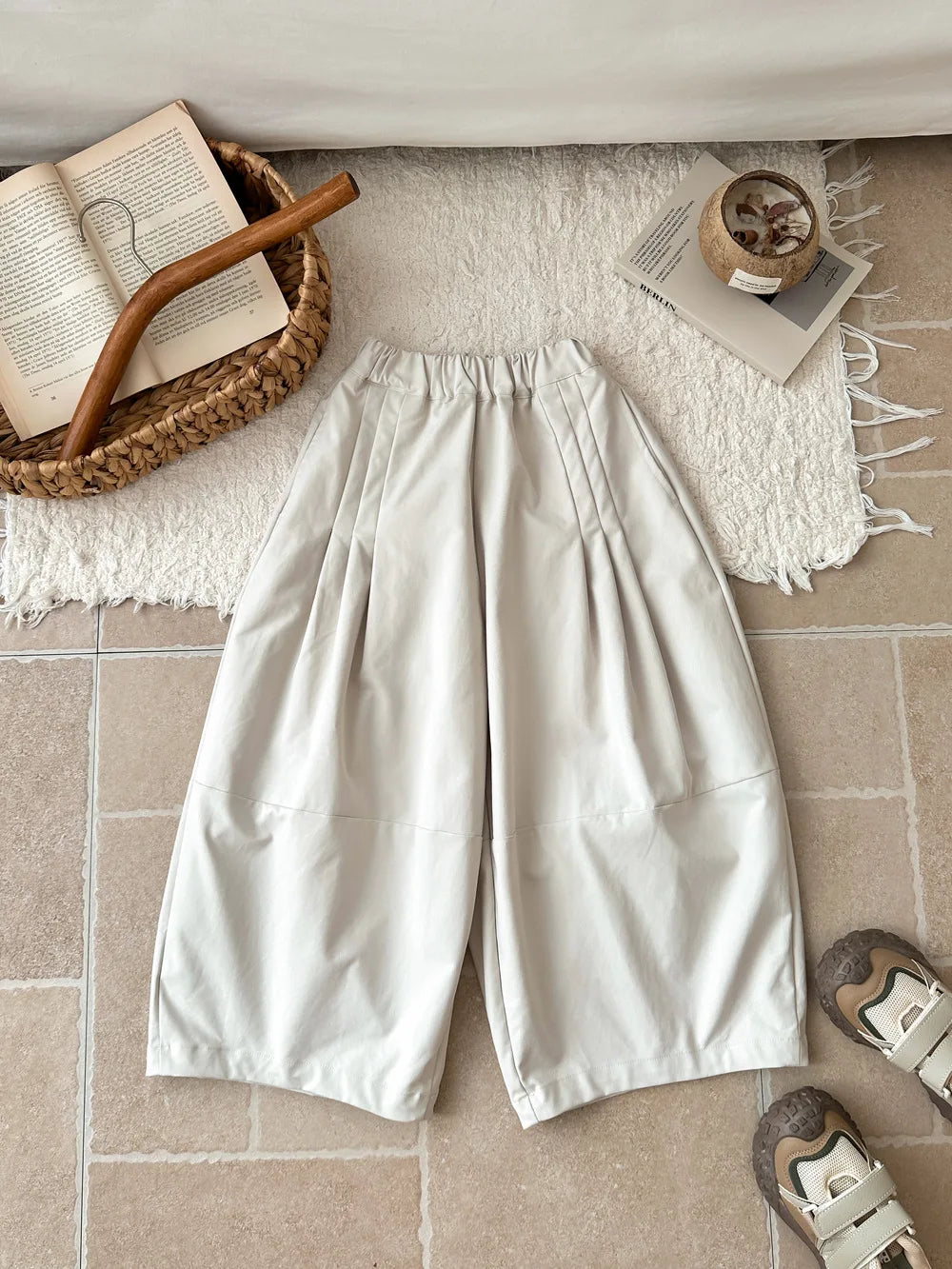 2025 Autumn New Children Loose Trousers Cotton Girls Solid Harem Pants Toddler Wide Leg Pants Boys Casual Pants Kids Clothes