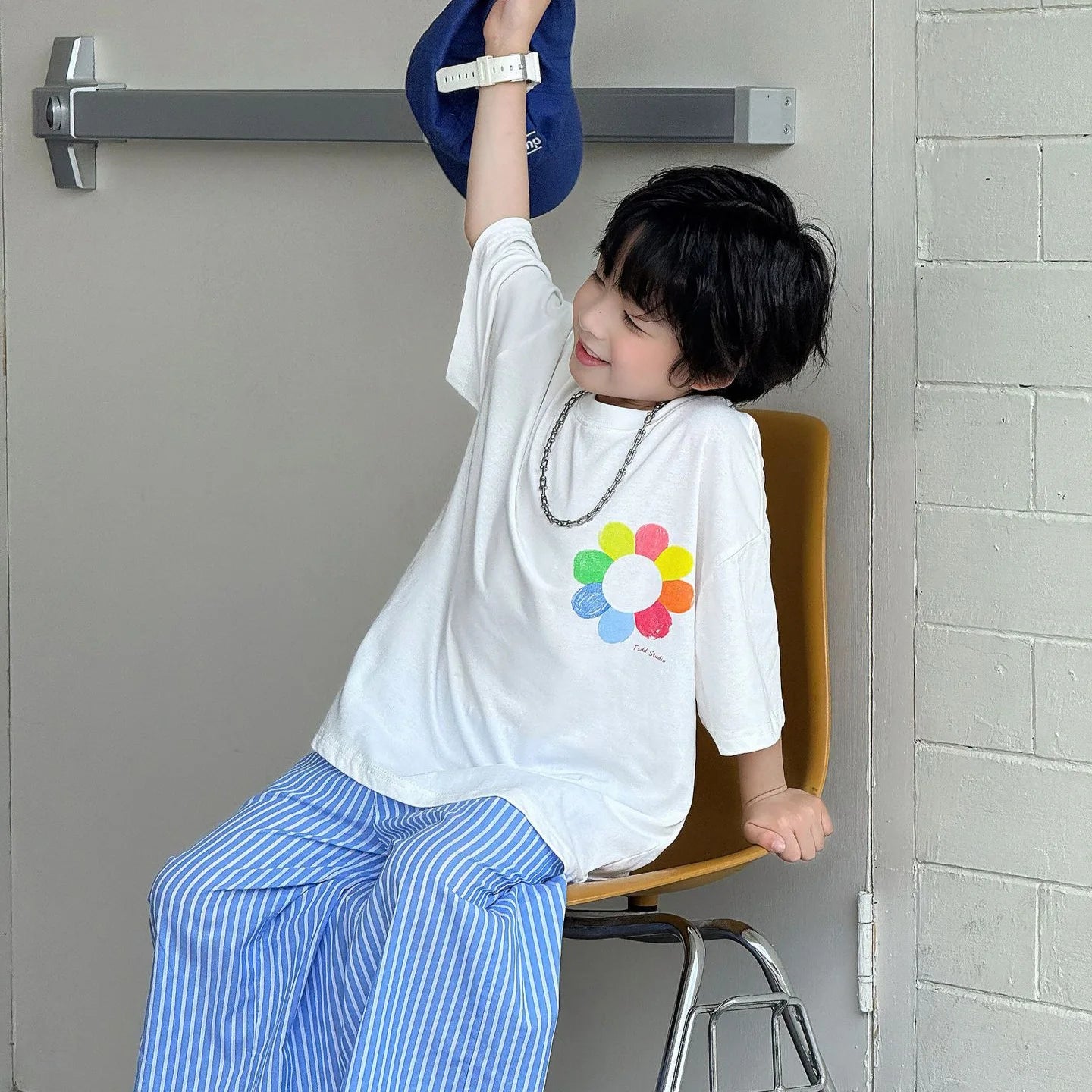 Children Clothes Kids Casual T Shirt 2026 Summer New Korean Style Cartoon Stylish Short-sleeved Boys Simple Loose Top