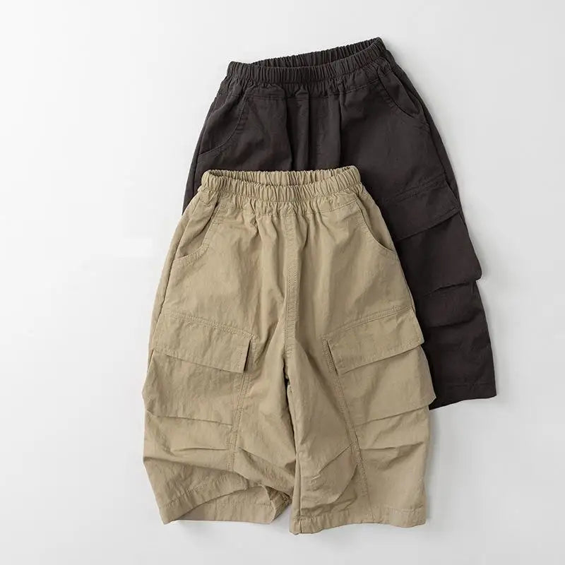2026 Spring New Children Cargo Pants Solid Baby Casual Pocket Pants Boys Girls Loose Trousers Fashion Kids Clothes