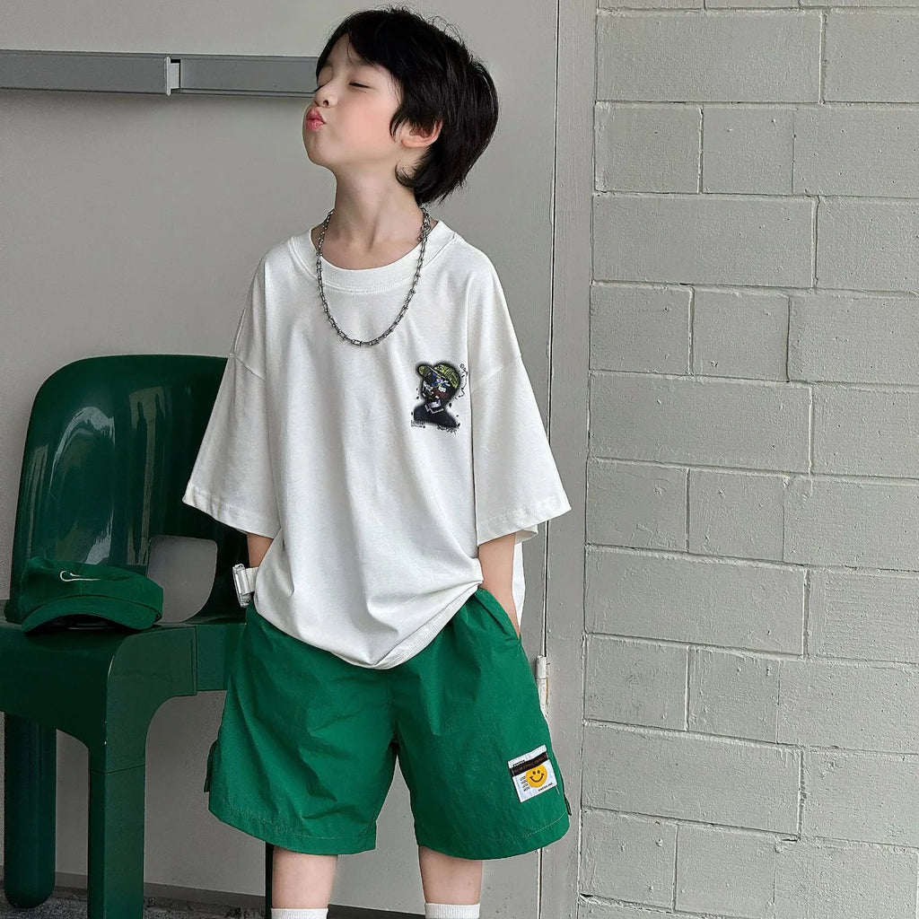 Children Clothes Kids Casual Loose T Shirt 2026 Summer New Korean Style Cartoon Cool Short-sleeved Boys Fashion Versatile Top