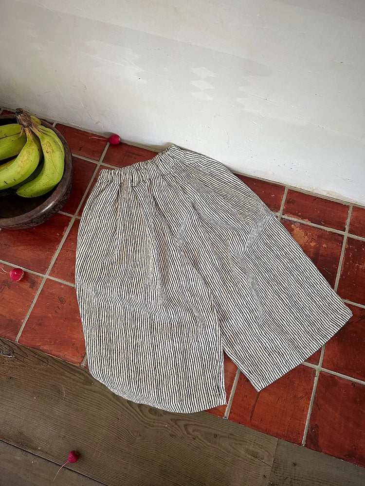 2025 Autumn New Children Loose Trousers Cotton Boys Fashion Striped Casual Pants Girls Versatile Wide Leg Pants Kids Clothes