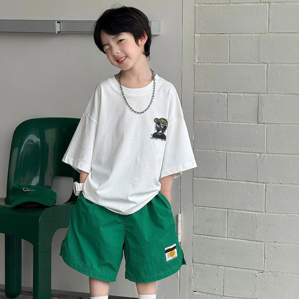 Children Clothes Kids Casual Loose T Shirt 2026 Summer New Korean Style Cartoon Cool Short-sleeved Boys Fashion Versatile Top