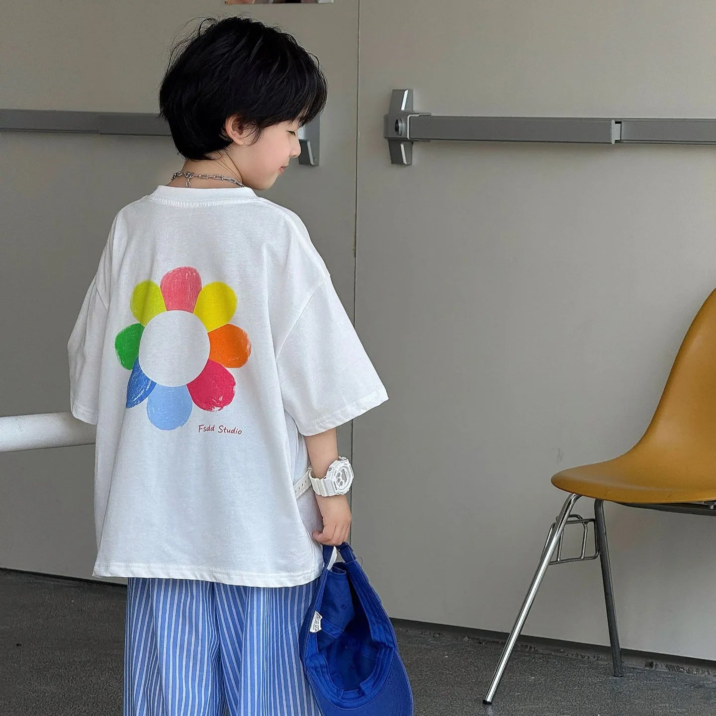 Children Clothes Kids Casual T Shirt 2026 Summer New Korean Style Cartoon Stylish Short-sleeved Boys Simple Loose Top