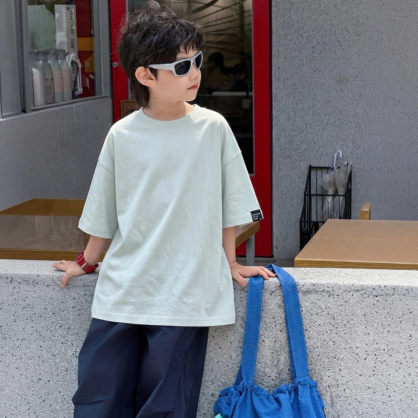 Children Clothing Boys Solid Color Simple T Shirt 2026 Summer New Boys Fashion Korean Style Loose Versatile Short Sleeved